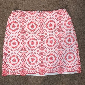 Loft orange and white summer skirt